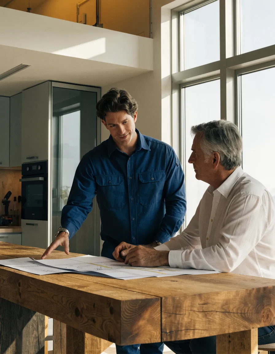 A building professional discussing residential plans with a homeowner