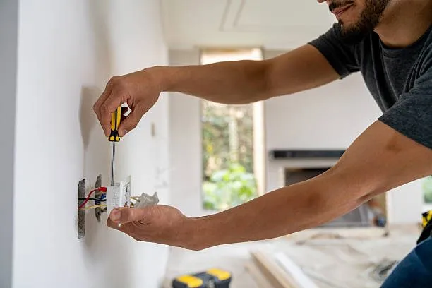 Electrician preparing a safe residential appliance connection