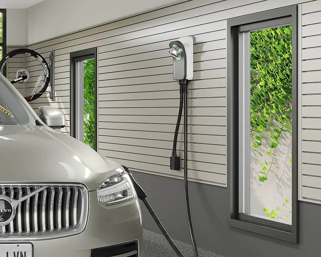 Home EV charger installed in a modern garage