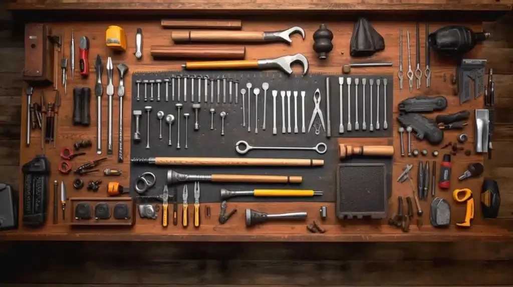 Professional tools laid out for property maintenance work